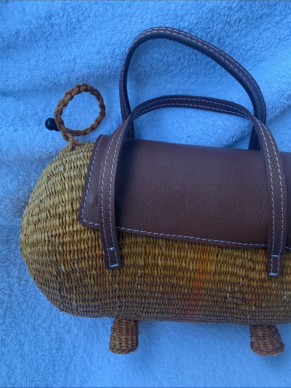 Sensi Studio Straw Dachshund Bag Purse NWOT - Picture 5 of 16
